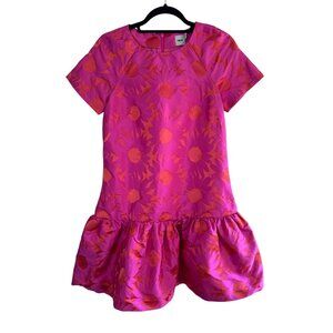 ASOS Pink Orange Poplin Mini Dress Jacquard Size 4 Lined